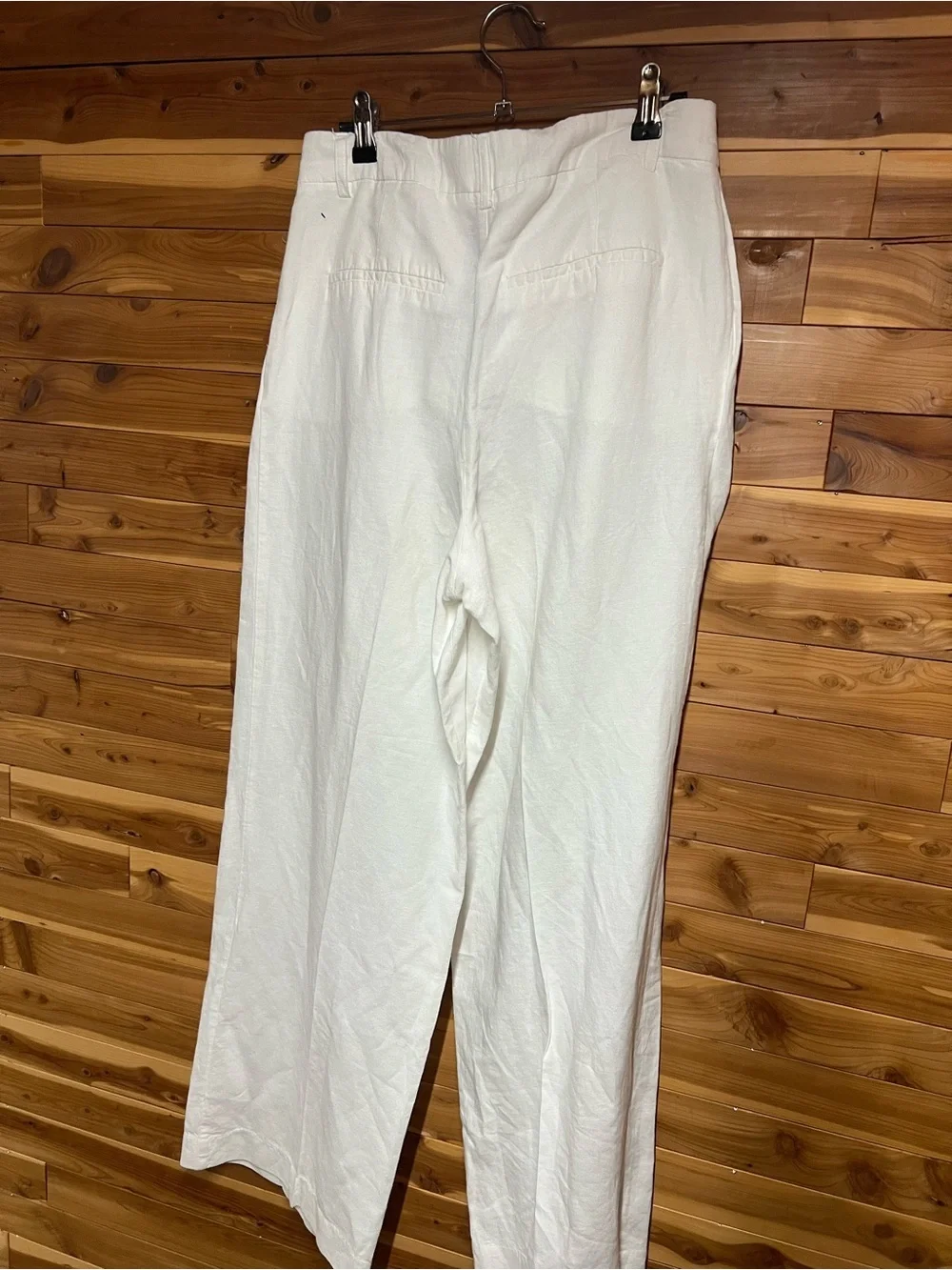 Zara Cream High-Waist Linen-Blend Trousers